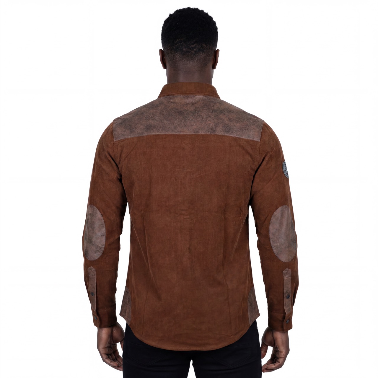 Camisas de pana de algodón para senderismo y acampada para hombre, adornos de cuero falso, camisetas para exteriores
