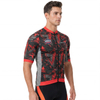 Maillot ciclista con cuello alto y manga corta raglán con estampado digital