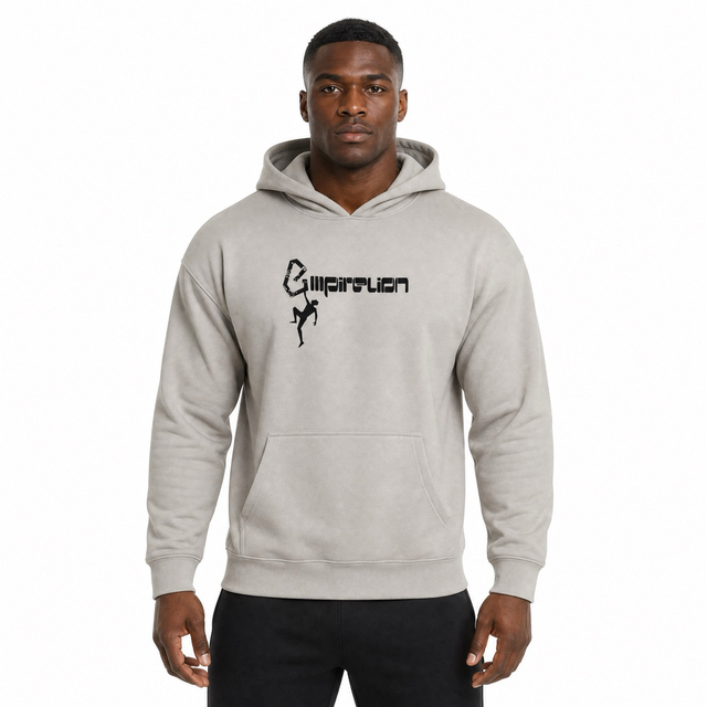 Sudadera con capucha y hombros descubiertos con estampado de escalada en roca para hombre