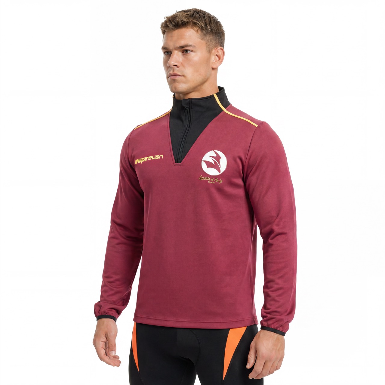 Chaqueta deportiva con media cremallera y bloques de color para hombre