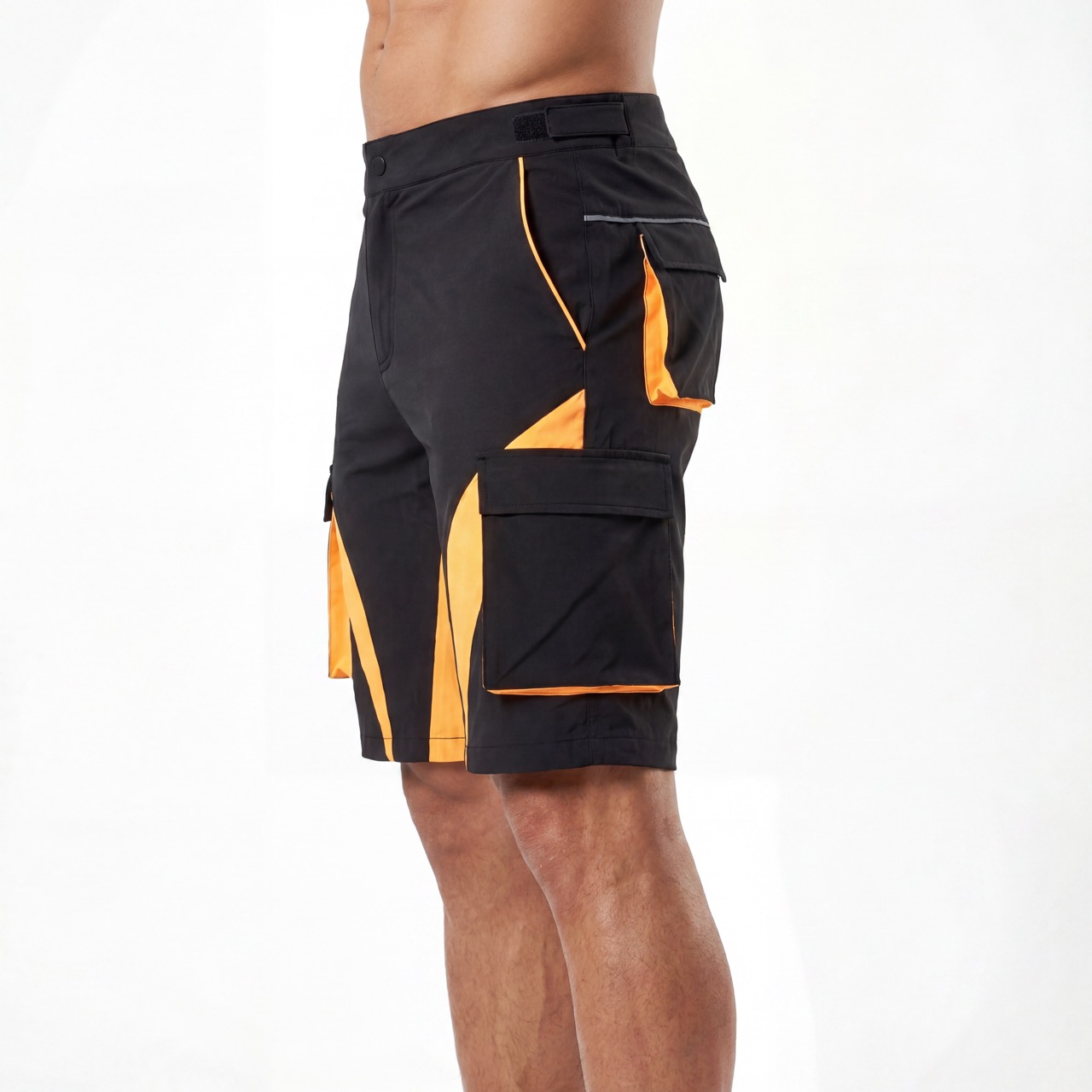 Pantalón corto deportivo informal con 7 bolsillos con cremallera para hombre