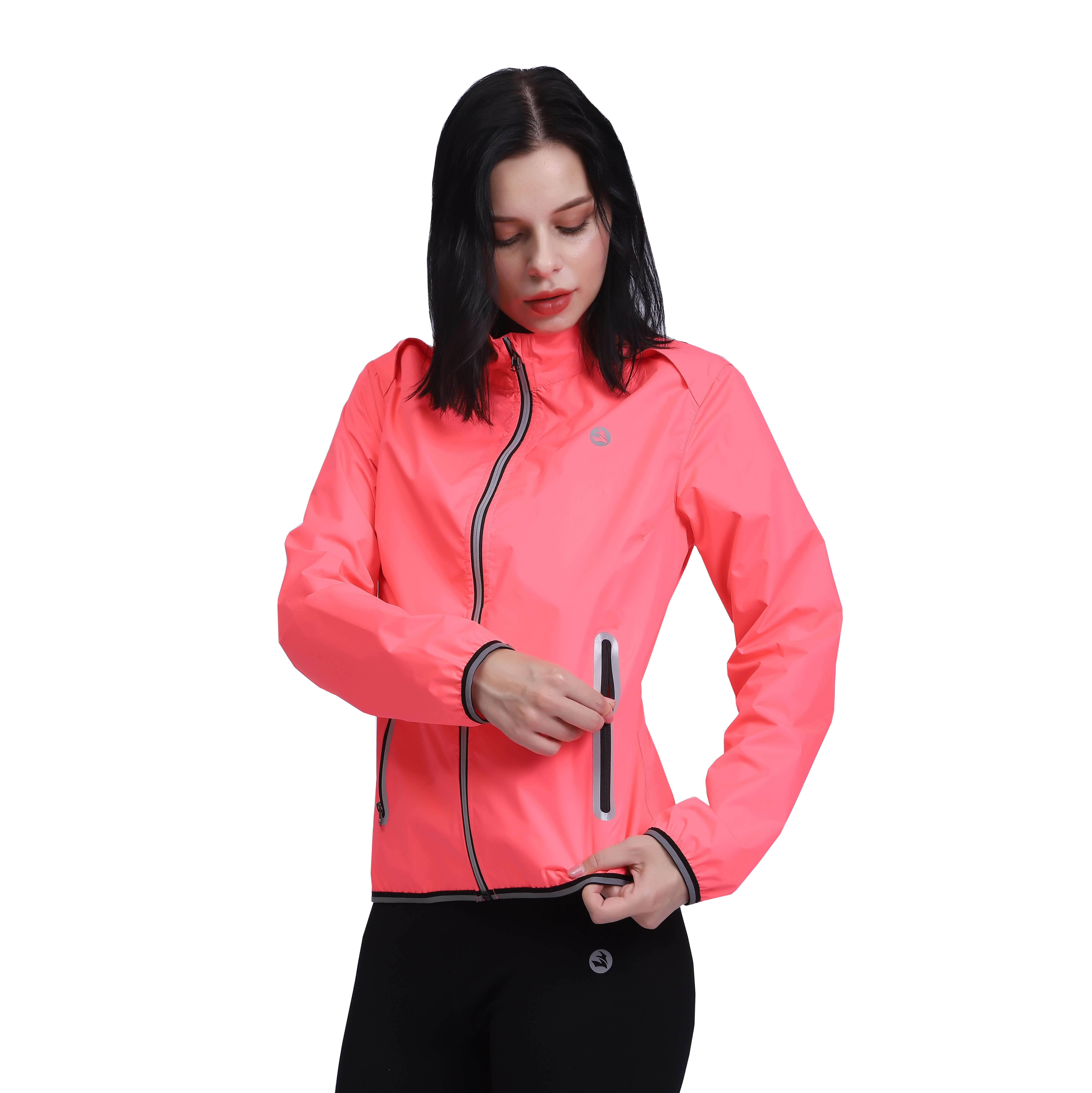 Mujeres a prueba de viento livianos Peso reflectante Atinte Atindo Collar chaqueta con cremallera Top