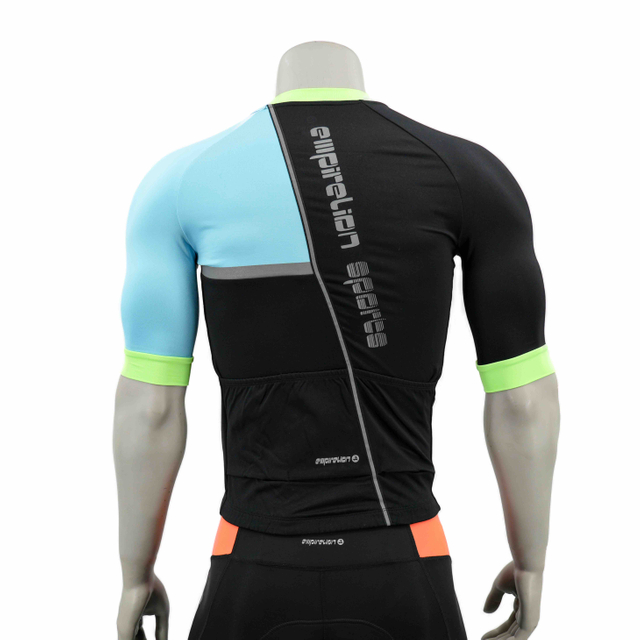 Adornos reflectantes raglan jersey de ciclismo de cuello alto de manga corta