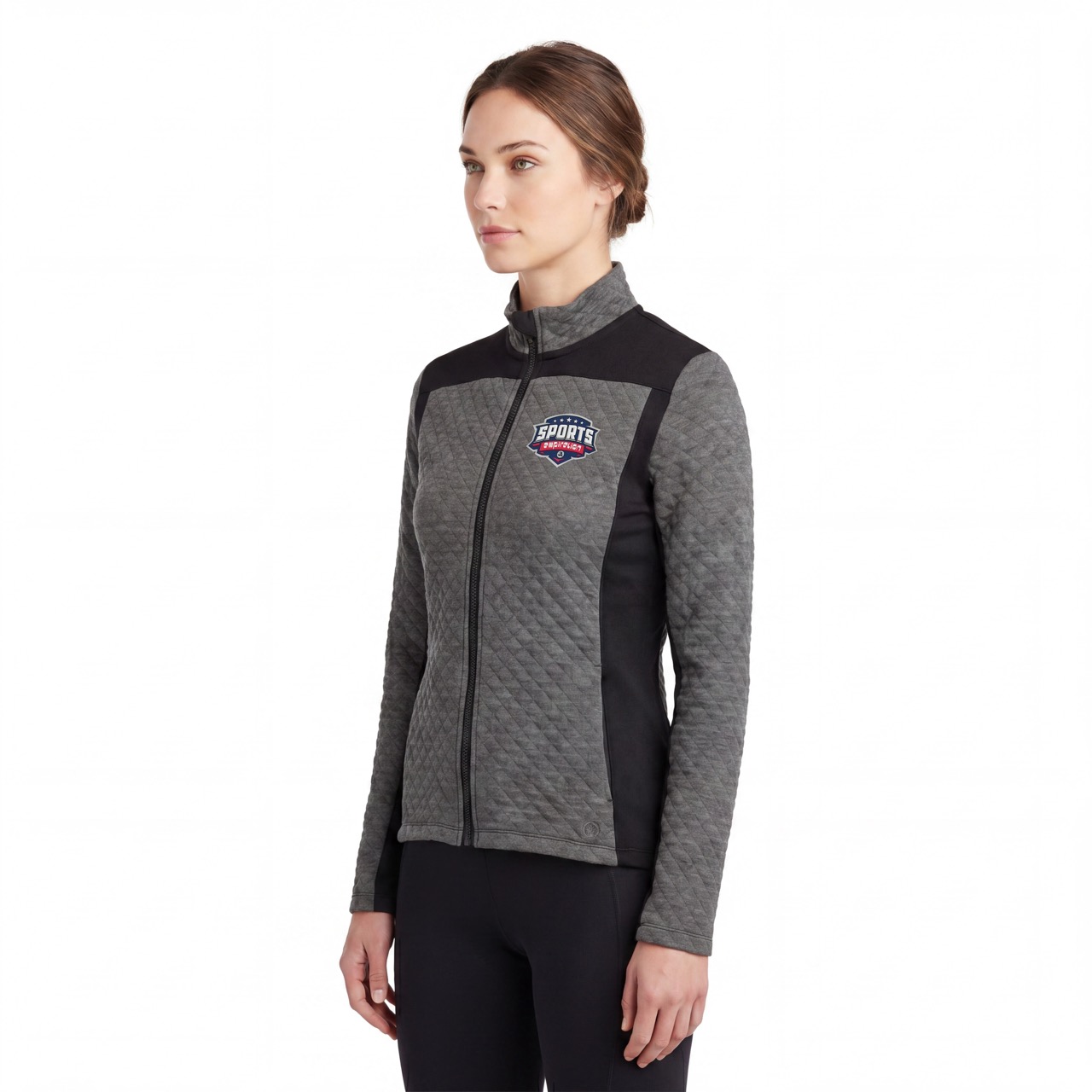 Chaqueta ciclista acolchada con bloques de color para mujer