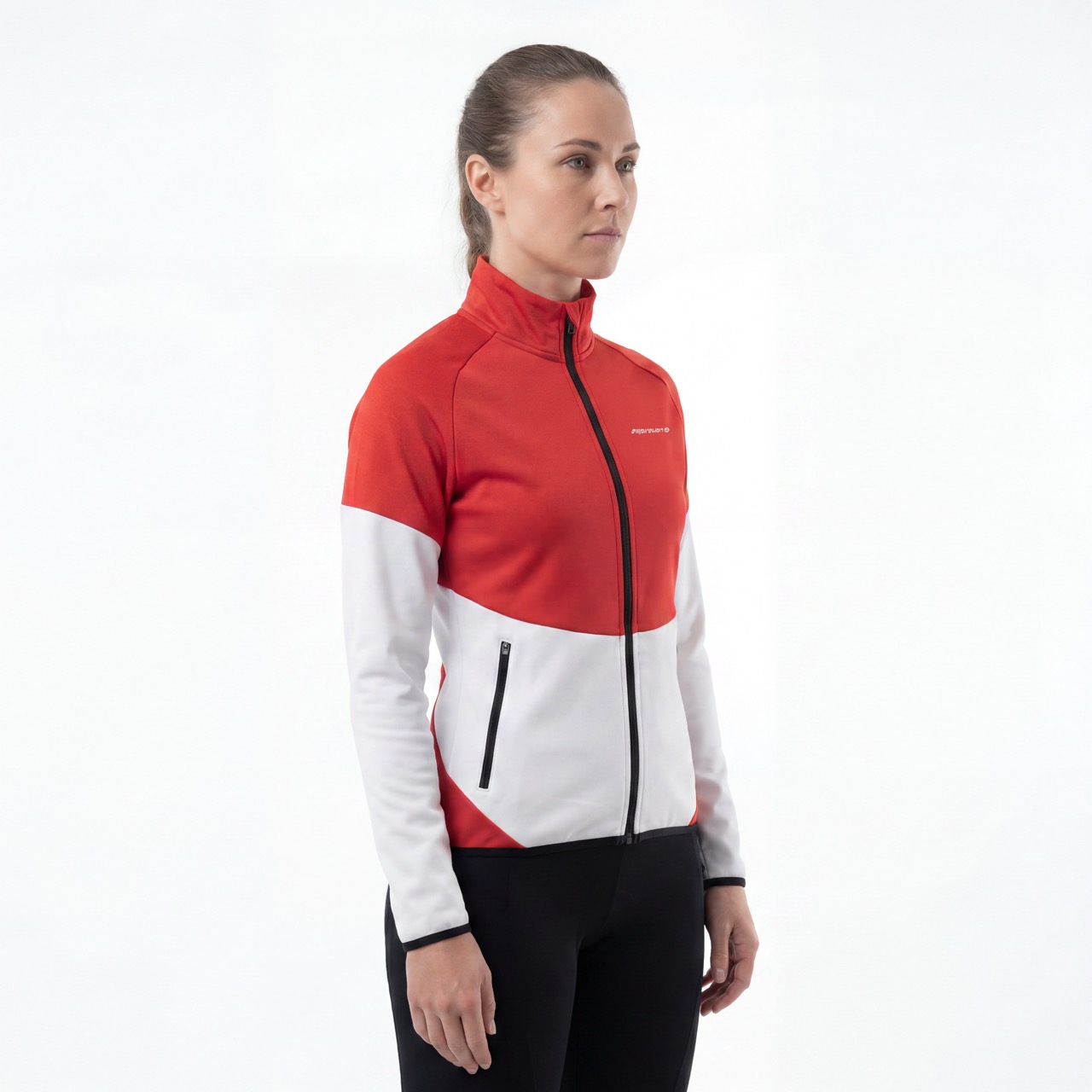 Chaqueta de moda deportiva con panel de bloques de color para mujer