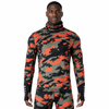 Tops de jersey con cuello alto y capa base con estampado de camuflaje para hombre