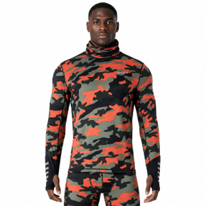 Tops de jersey con cuello alto y capa base con estampado de camuflaje para hombre