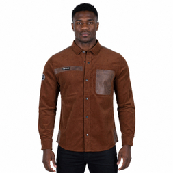 Camisas de pana de algodón para senderismo y acampada para hombre, adornos de cuero falso, camisetas para exteriores