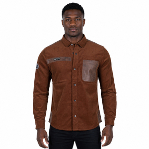 Camisas de pana de algodón para senderismo y acampada para hombre, adornos de cuero falso, camisetas para exteriores