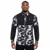Camisa de trekking de doble manga con canesú con agujeros láser y bloques de color con estampado de camuflaje para hombre