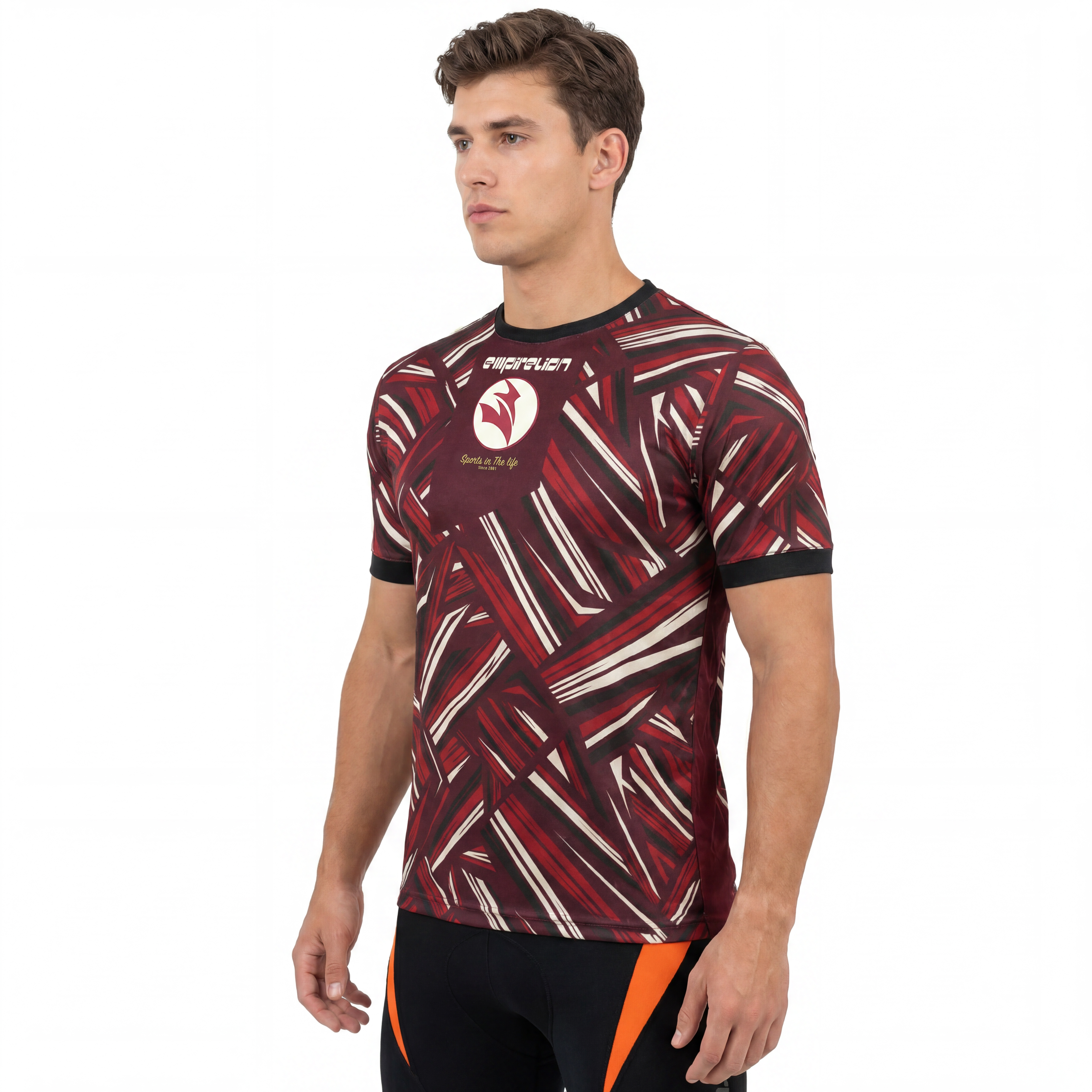 Camiseta deportiva con estampado completo y bloques de color para hombre