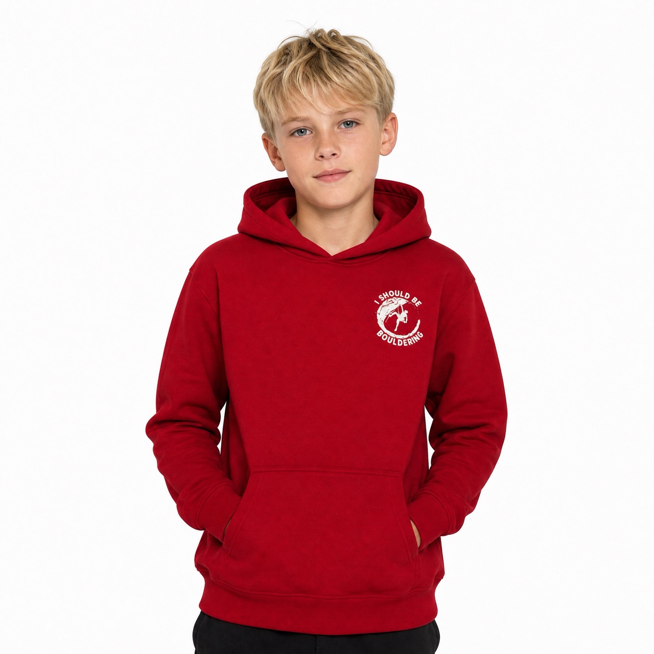 Sudadera con capucha y hombros descubiertos con estampado de escalada en roca para niños