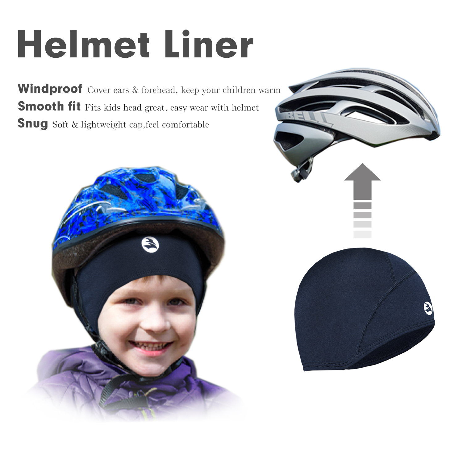 Casco térmico para niños pequeños, forro ligero para adolescentes, gorros finos de calavera, gorro para las orejas, gorros para correr para niños y niñas