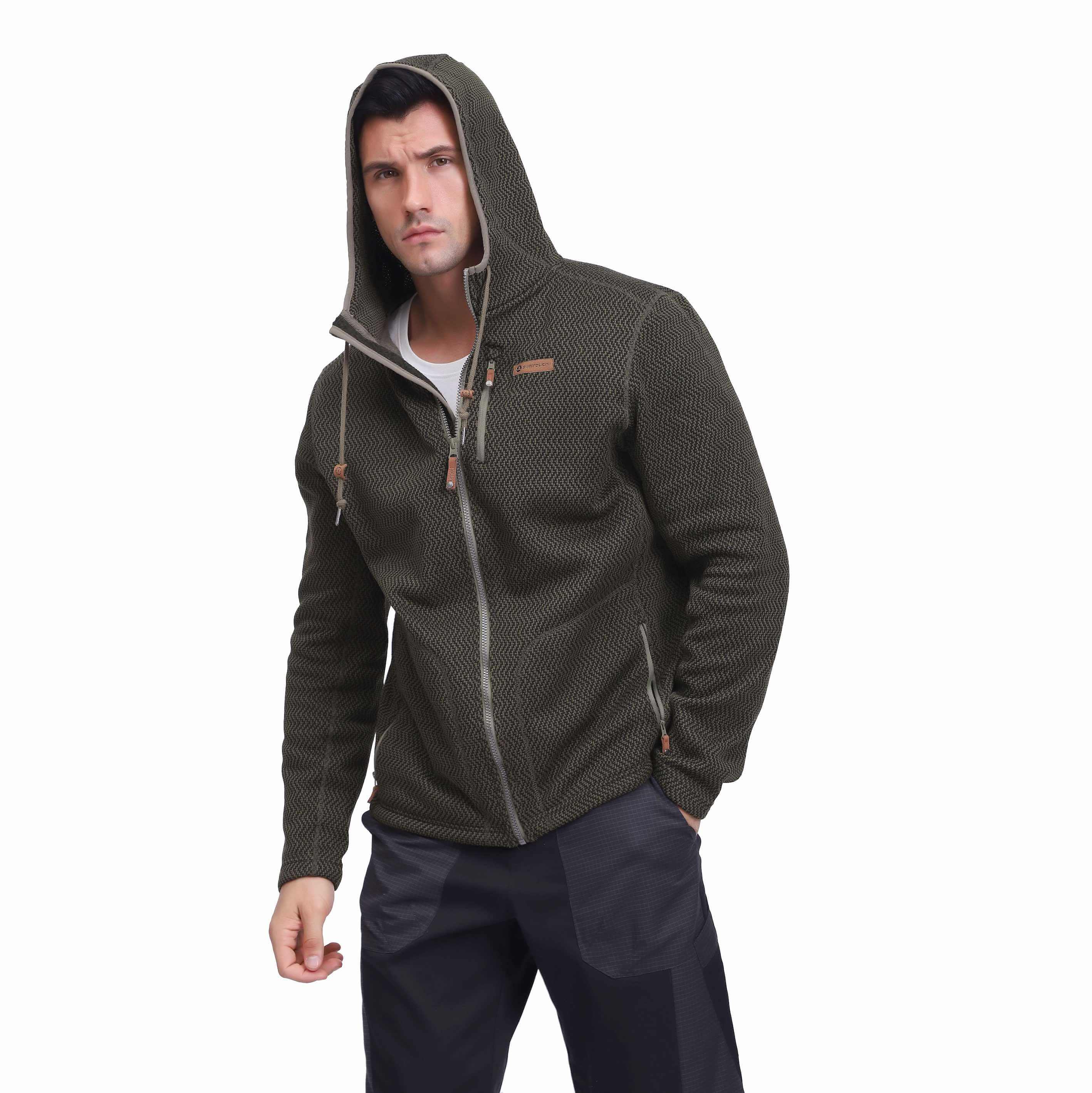 Sudadera con capucha y cremallera para hombre, chaqueta con capucha táctica militar de forro polar elegante