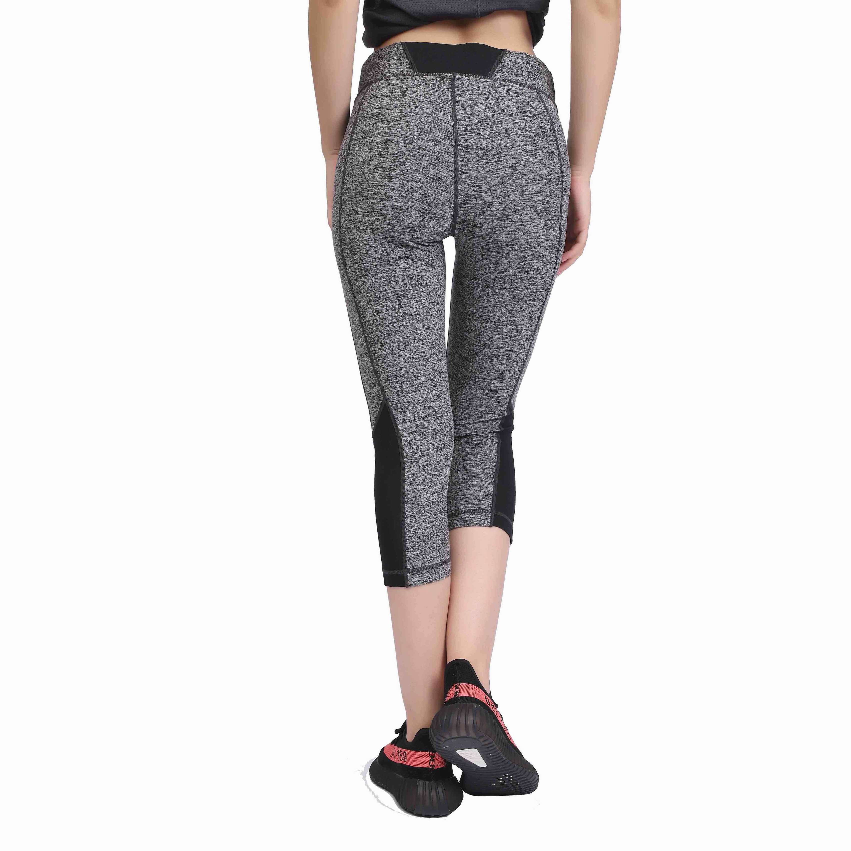 Mallas capri para correr de yoga más suaves con panel de malla para mujer con refuerzo en la entrepierna