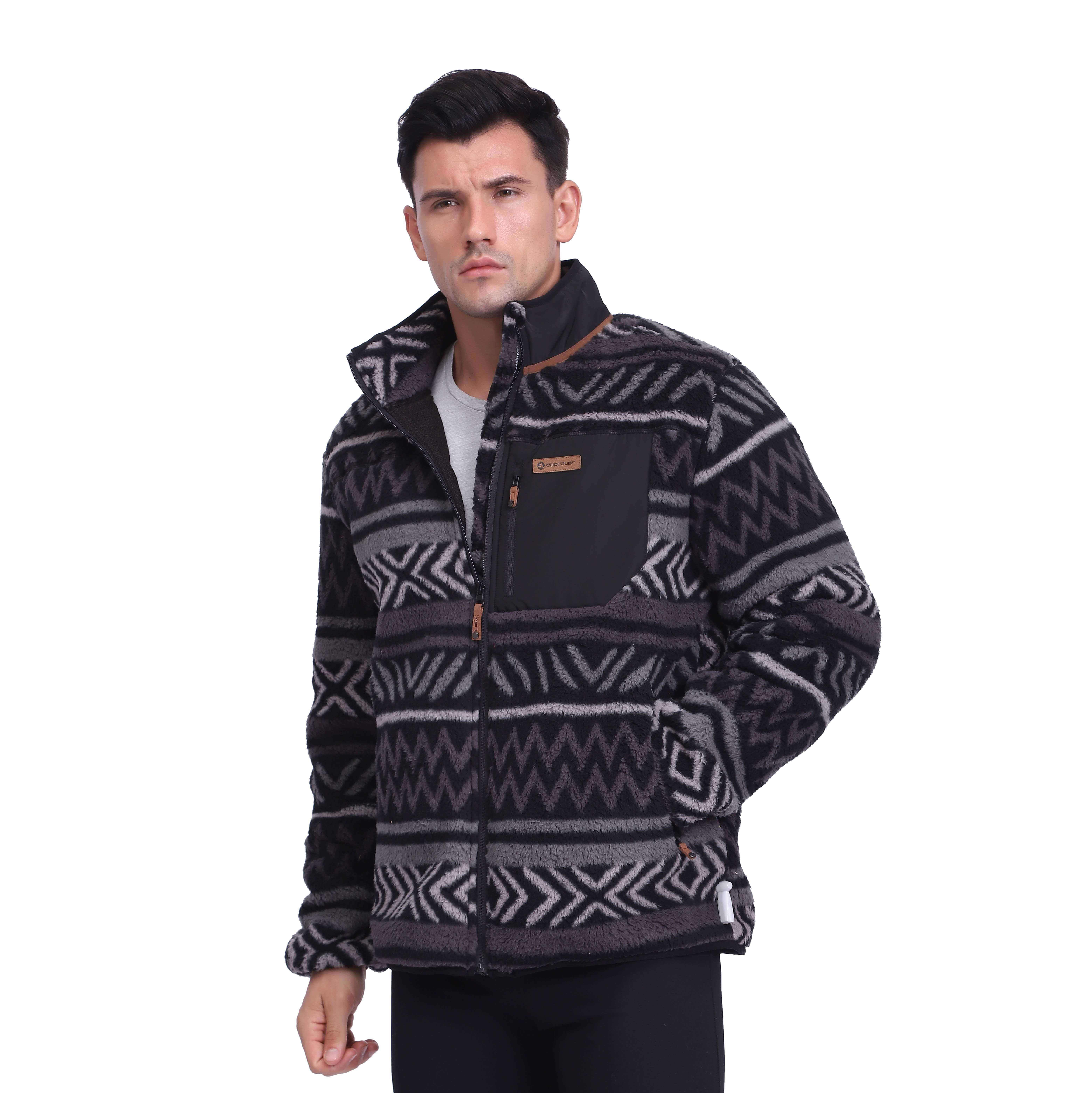 Impresión de hombres, estampado de hombres, chaquetas de vellón Shaggy Sherpa Winter Top Heavy