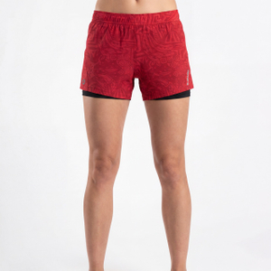Pantalones cortos 2 en 1 para correr con estampado integral para mujer