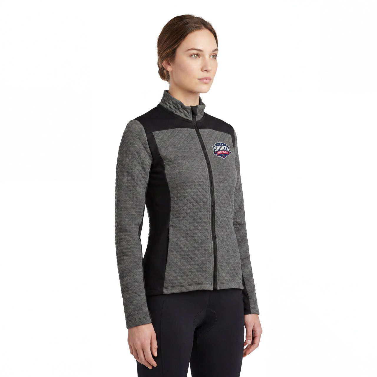 Chaqueta ciclista acolchada con bloques de color para mujer