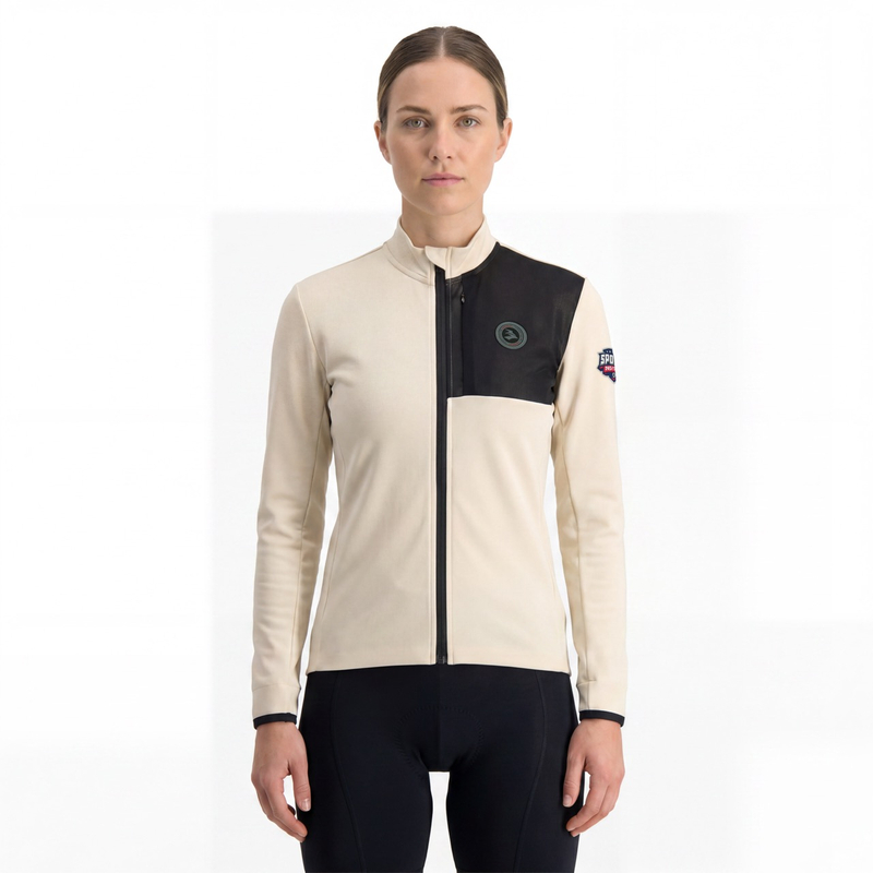 Chaqueta ciclista con bolsillo y ribete de malla para mujer