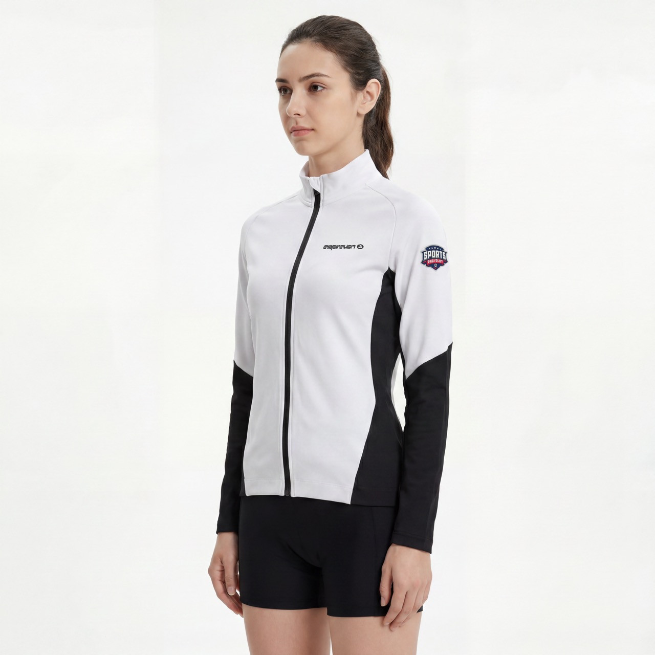 Chaqueta de moda deportiva con ribete reflectante y bloques de color para mujer