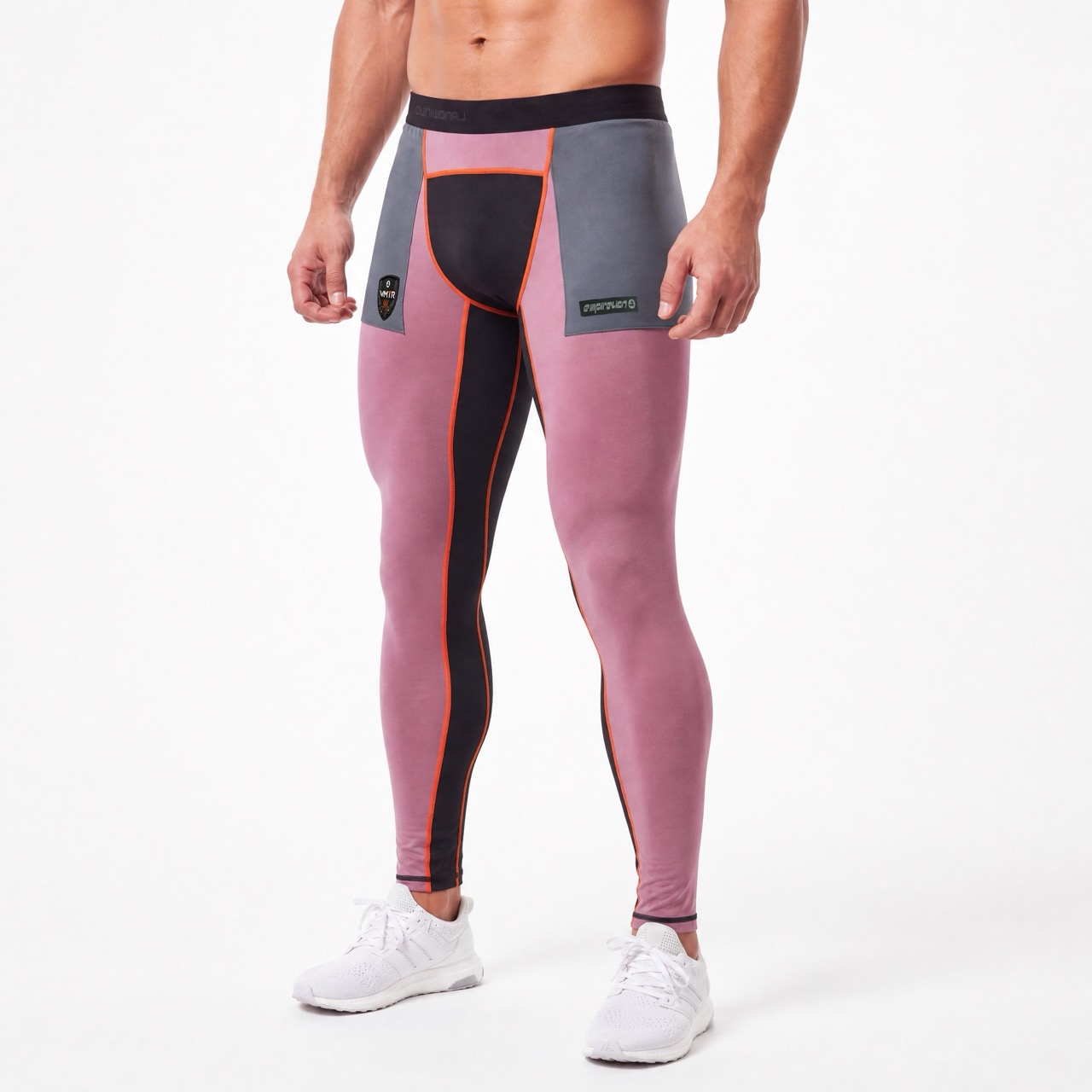 VMTR Pantalón tipo legging con capa base y bloques de color para hombre