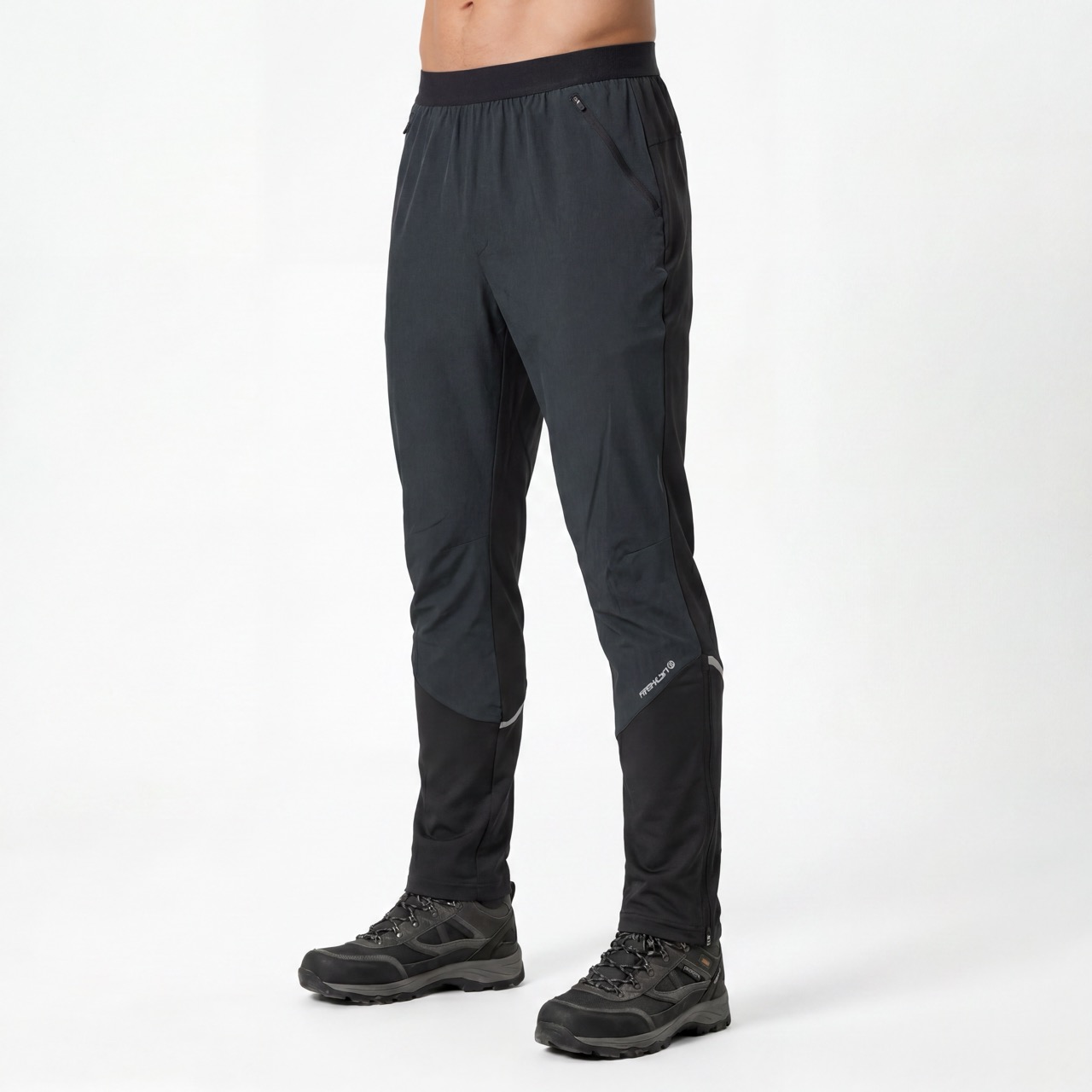 Pantalón activo con ribetes reflectantes y bloques de color con cintura elástica estirada para hombre