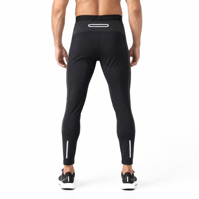 Pantalones deportivos ajustados con ribetes reflectantes y capa base de compresión para hombre