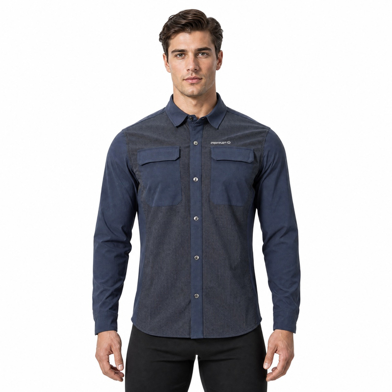 Camisas a rayas para hombre, senderismo, acampada, pesca, refrigeración, ventilación en espalda y axila, bolsillos tipo parche