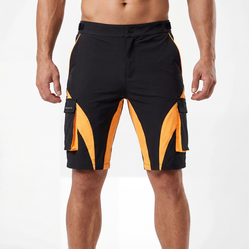 Pantalón corto deportivo informal con 7 bolsillos con cremallera para hombre